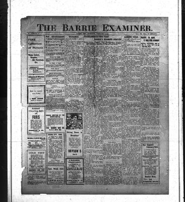 Barrie Examiner, 6 Feb 1913