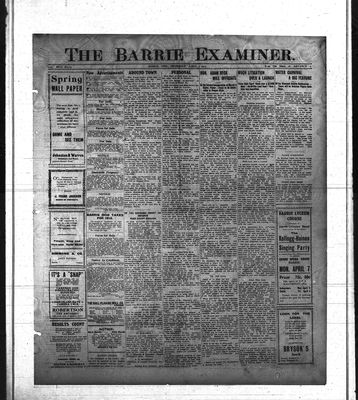 Barrie Examiner, 3 Apr 1913