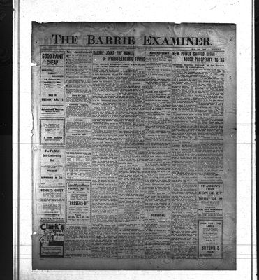 Barrie Examiner, 17 Apr 1913