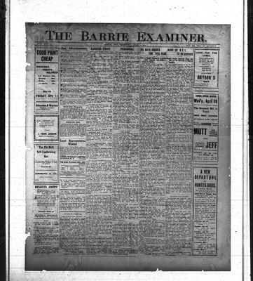 Barrie Examiner, 24 Apr 1913