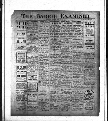 Barrie Examiner, 31 Jul 1913