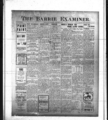 Barrie Examiner, 25 Sep 1913