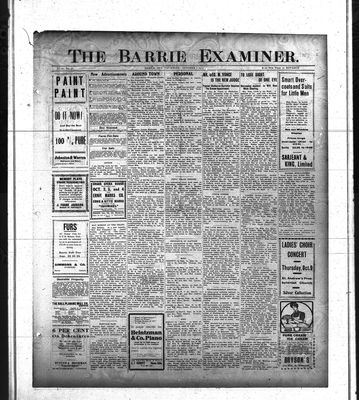 Barrie Examiner, 2 Oct 1913