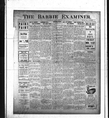 Barrie Examiner, 13 Nov 1913