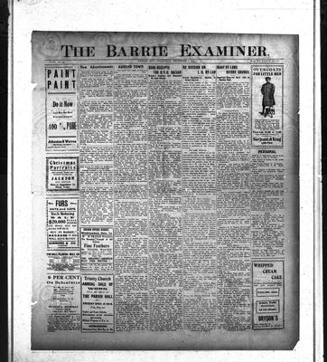 Barrie Examiner, 4 Dec 1913