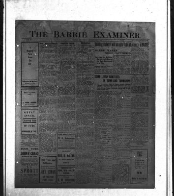 Barrie Examiner, 1 Jan 1914