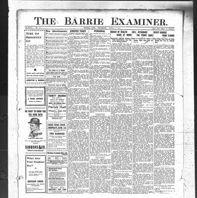 Barrie Examiner, 11 Apr 1912