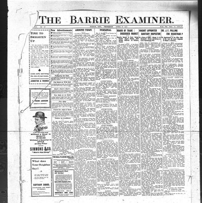 Barrie Examiner, 18 Apr 1912