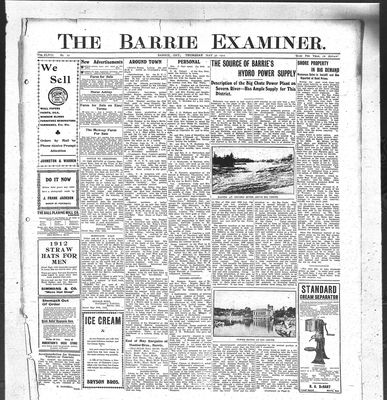 Barrie Examiner, 30 May 1912