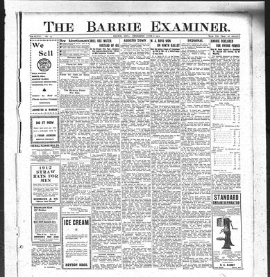 Barrie Examiner, 6 Jun 1912