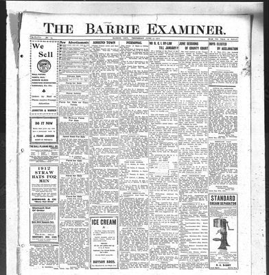 Barrie Examiner, 13 Jun 1912