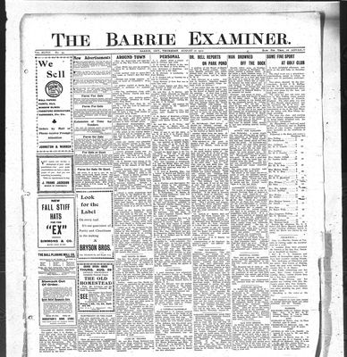 Barrie Examiner, 22 Aug 1912