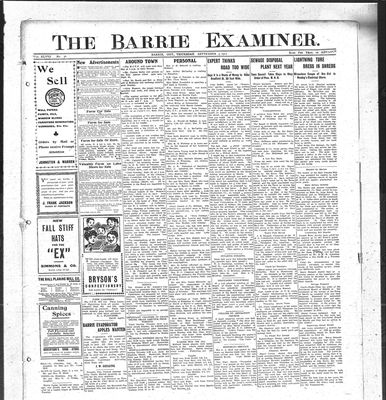 Barrie Examiner, 5 Sep 1912