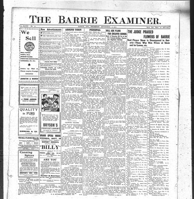 Barrie Examiner, 12 Sep 1912