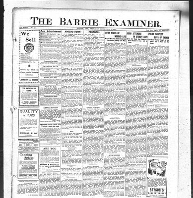 Barrie Examiner, 26 Sep 1912