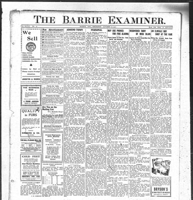 Barrie Examiner, 10 Oct 1912