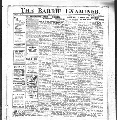 Barrie Examiner, 21 Nov 1912