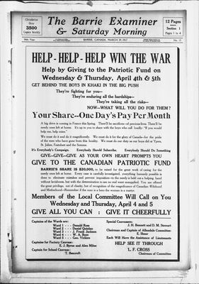 Barrie Examiner, 29 Mar 1917