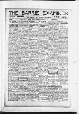 Barrie Examiner, 15 Sep 1921