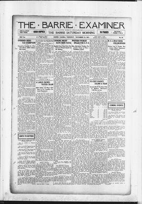 Barrie Examiner, 10 Nov 1921