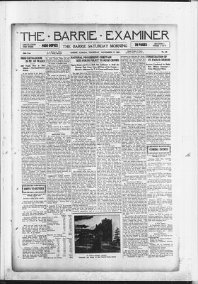 Barrie Examiner, 17 Nov 1921