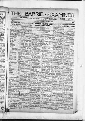 Barrie Examiner, 26 Jan 1922