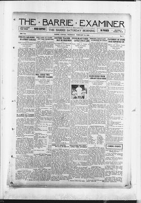 Barrie Examiner, 16 Feb 1922