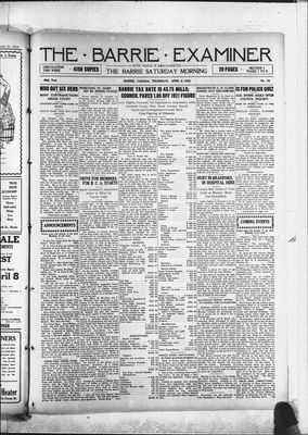 Barrie Examiner, 6 Apr 1922