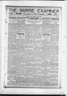 Barrie Examiner, 20 Apr 1922