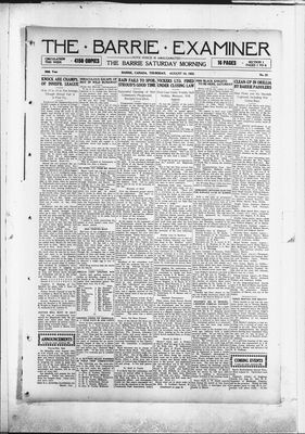 Barrie Examiner, 10 Aug 1922