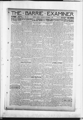 Barrie Examiner, 7 Sep 1922