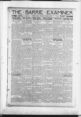 Barrie Examiner, 19 Oct 1922