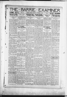 Barrie Examiner, 9 Nov 1922