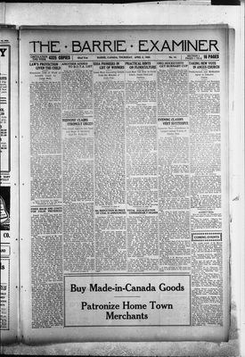 Barrie Examiner, 2 Apr 1925