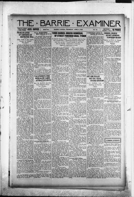 Barrie Examiner, 9 Apr 1925