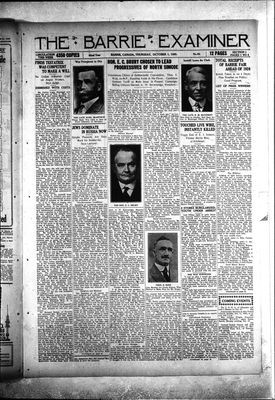 Barrie Examiner, 1 Oct 1925