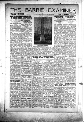 Barrie Examiner, 15 Oct 1925