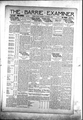 Barrie Examiner, 5 Nov 1925