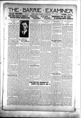 Barrie Examiner, 5 Aug 1926