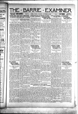 Barrie Examiner, 23 Sep 1926