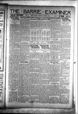 Barrie Examiner, 7 Oct 1926