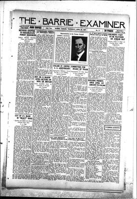 Barrie Examiner, 28 Apr 1927