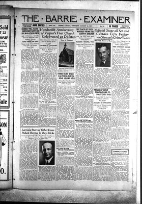 Barrie Examiner, 18 Aug 1927