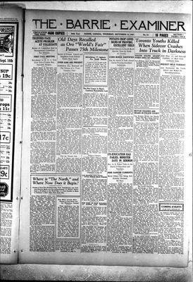 Barrie Examiner, 15 Sep 1927