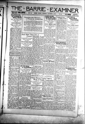 Barrie Examiner, 3 Nov 1927