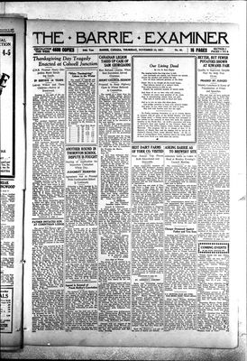 Barrie Examiner, 10 Nov 1927