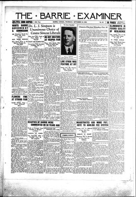 Barrie Examiner, 19 Sep 1929