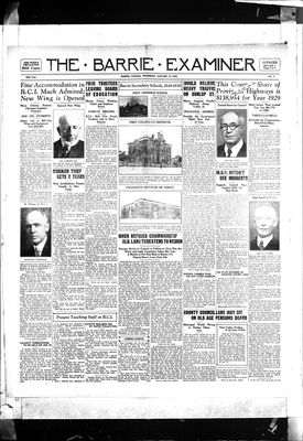 Barrie Examiner, 16 Jan 1930