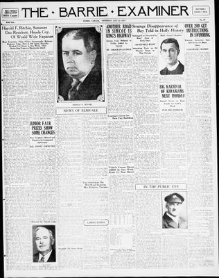 Barrie Examiner, 23 Jul 1931