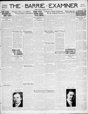 Barrie Examiner, 12 Apr 1934